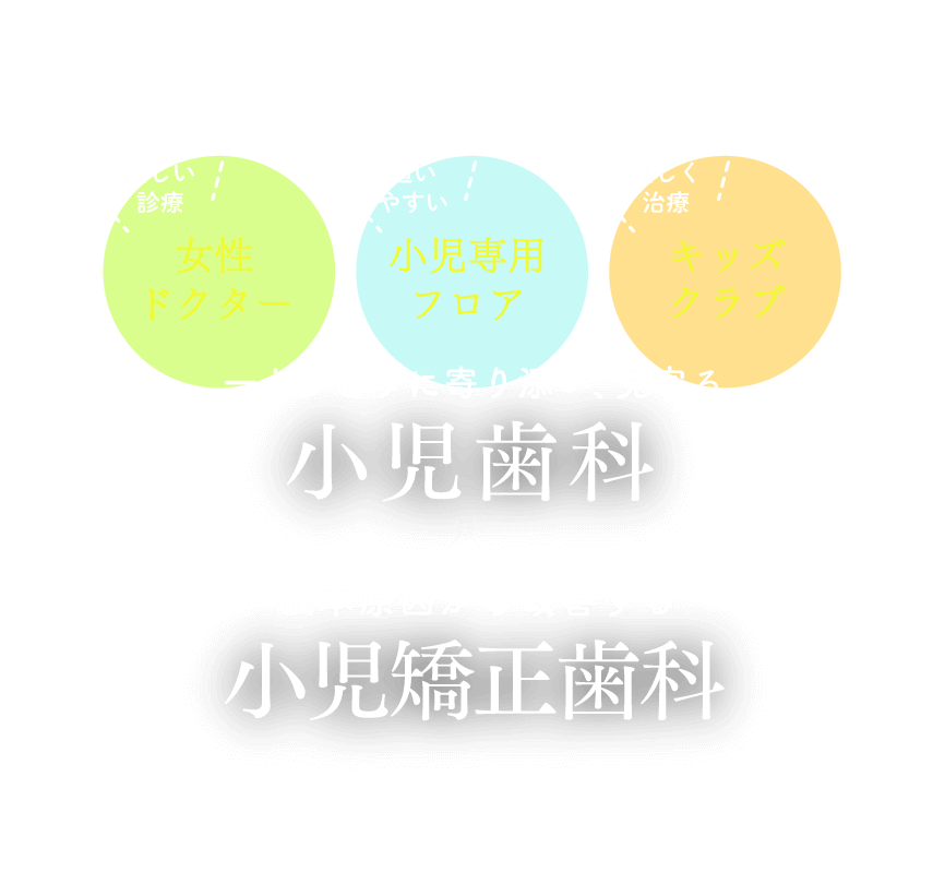 優しい診療「女性ドクター」、通いやすい「女性ドクター」、楽しく治療「キッズクラブ」