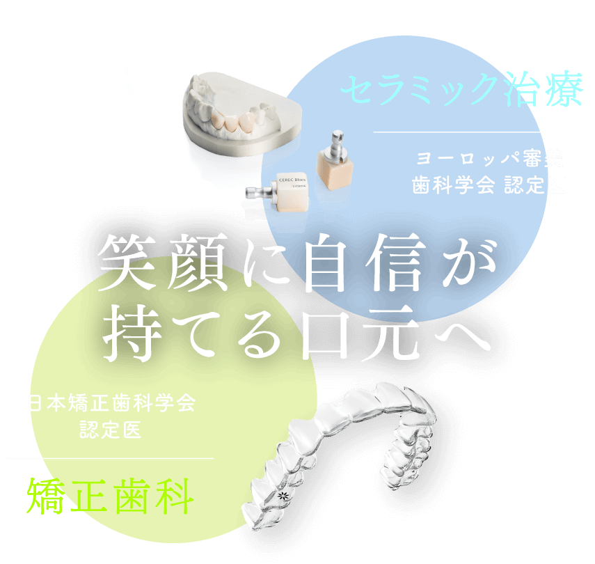 「矯正歯科」日本矯正歯科学会認定医、「セラミック治療」ヨーロッパ審美歯科学会 認定医