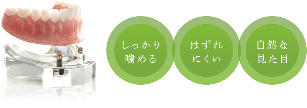 しっかり噛める　はずれにくい　自然な見た目