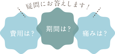 疑問にお答えします！ 費用は？ 期間は？ 痛みは？